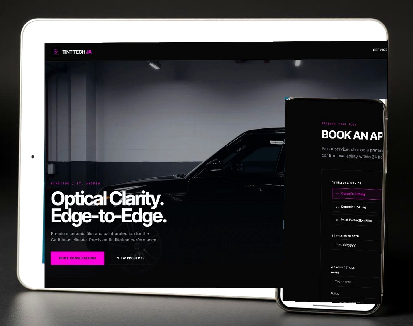 Tint Tech JA website design by Chuz Digital Solutions